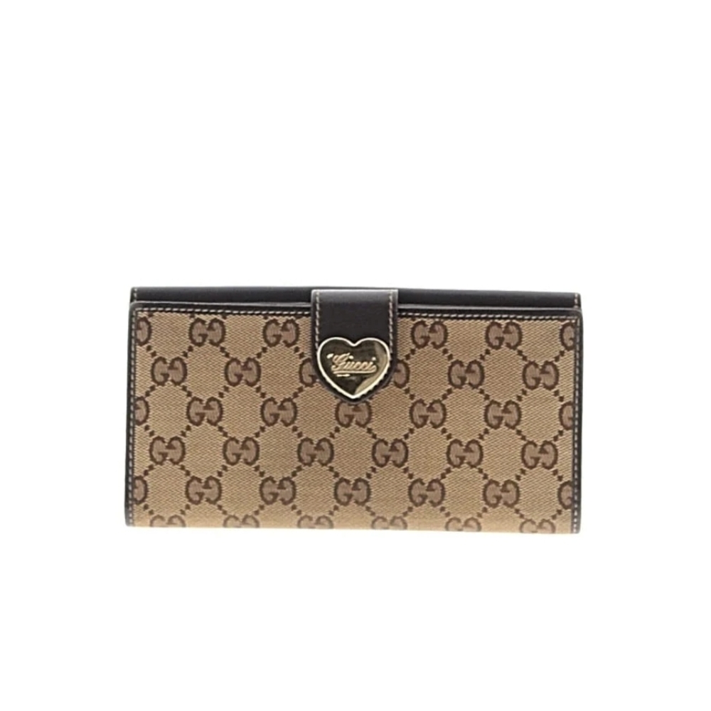Gucci Tan and Brown Heart Detail Wallet